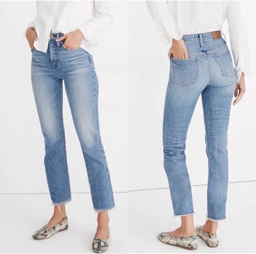 Madewell Jeans Womens 25 Petite Blue Perfect Vintage Ainsworth Raw Hem 5 Pocket
